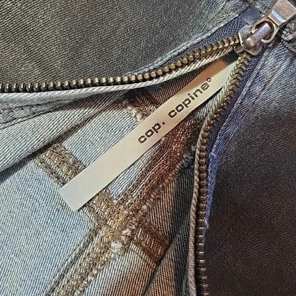 Cop.Copine Treated Denim Front Full Zip Skirt - Blue Size 40 Euro